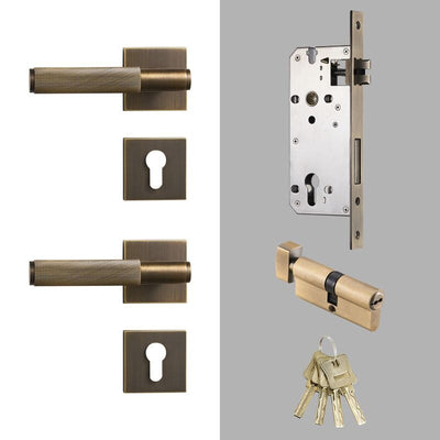 Brushed Gold Modern Interior Door Passage Lock Set