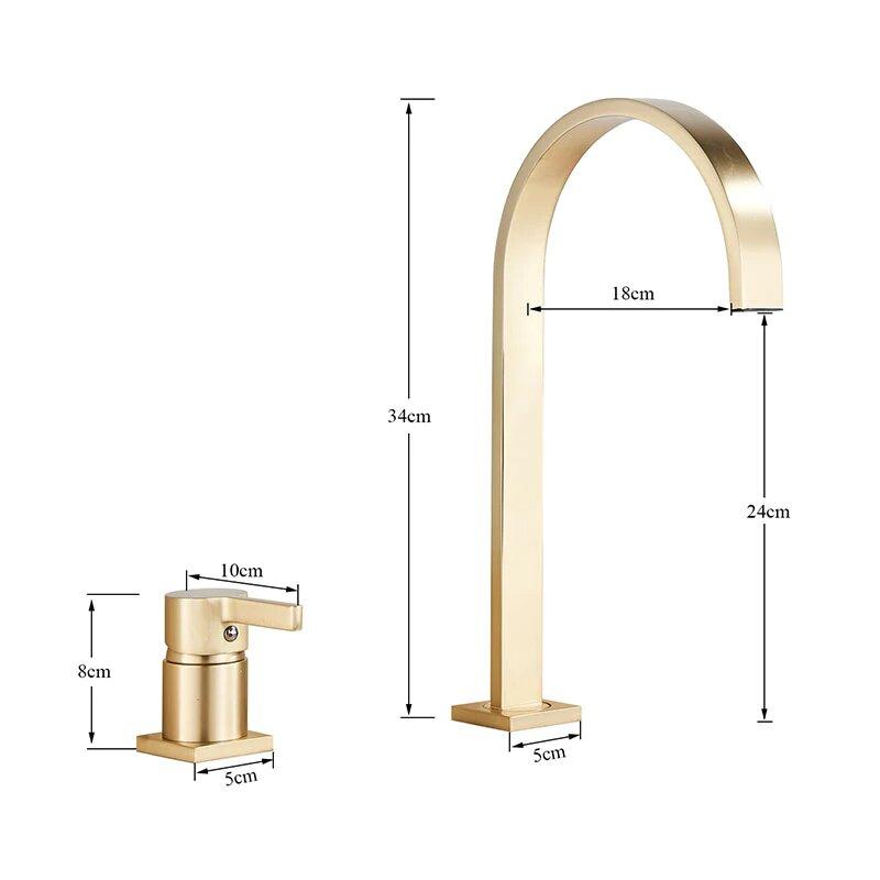 Rose Gold Tall Vessel 2 Pieces Faucet  360 rotating widespread basin Tap