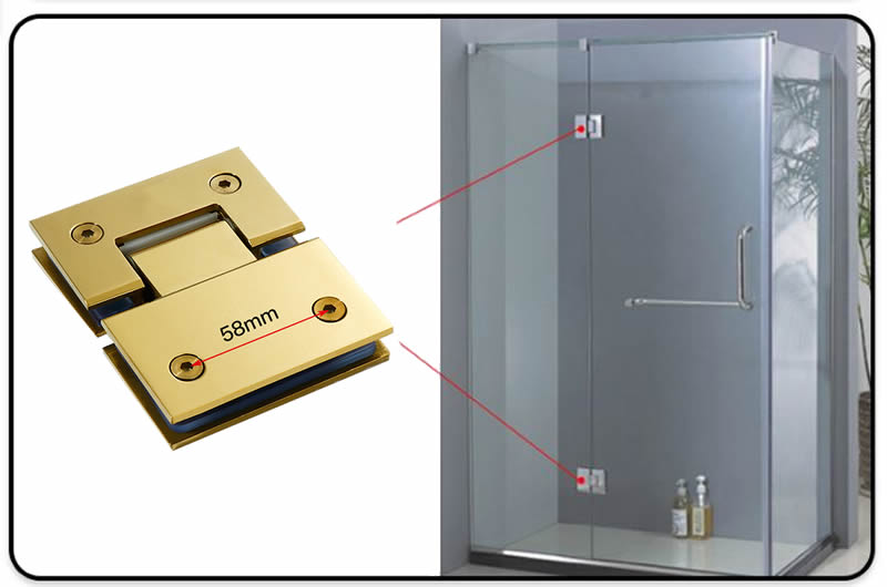 Brushed Gold Shower Glass Door Hinges hardware for 10mm to 12mm temper ...