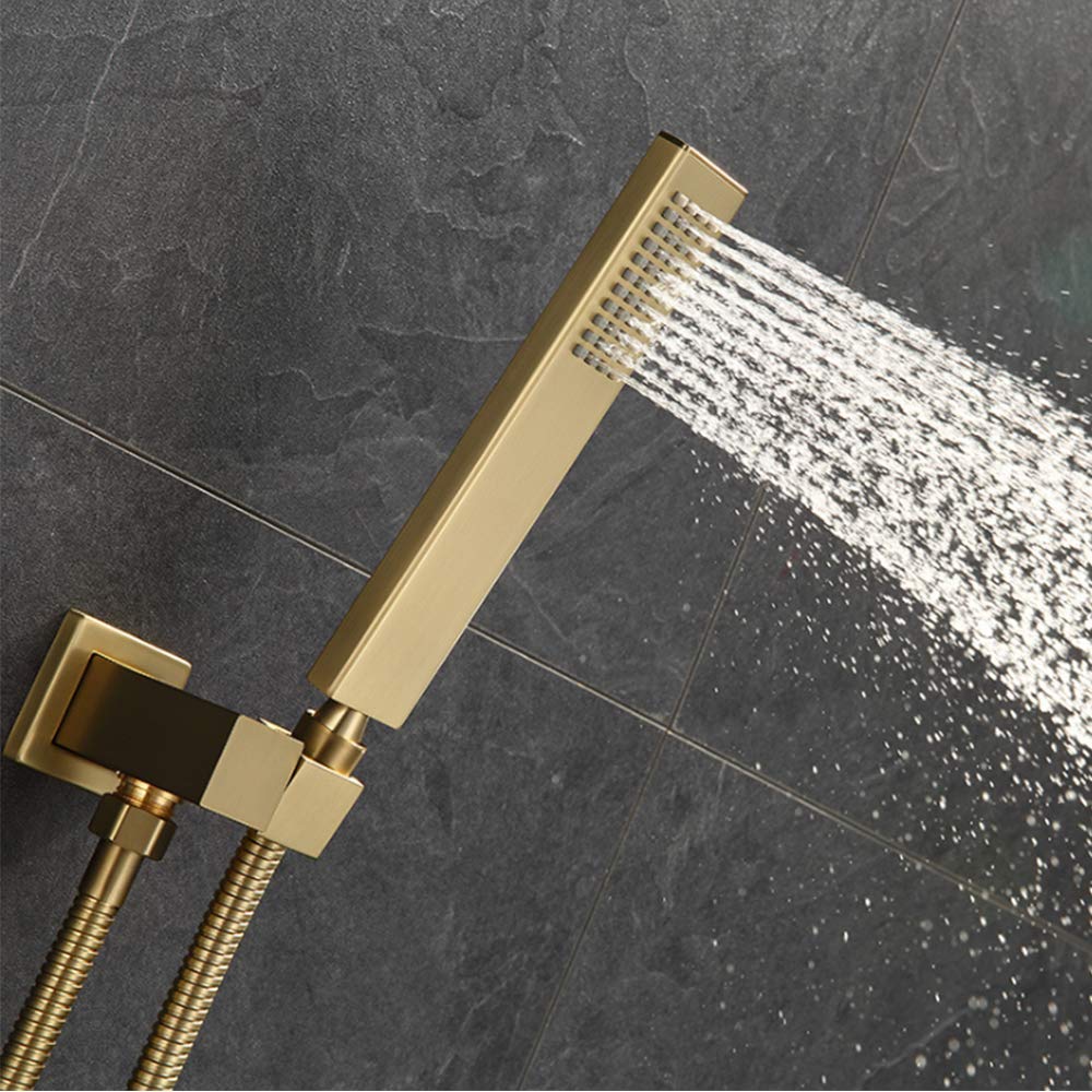 Louis XIV -Brushed gold CSA 12" Rain head 4 way function thermostatic shower spa system kit
