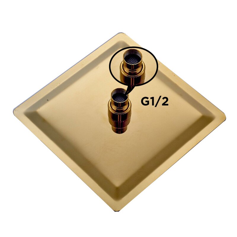 Gold Polished Brass- CSA - Square-Thermostatic Shower System 2 Ways function diverter kit