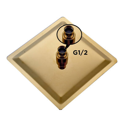 Gold Polished Brass-Square-Thermostatic Shower System 2 Ways function diverter kit