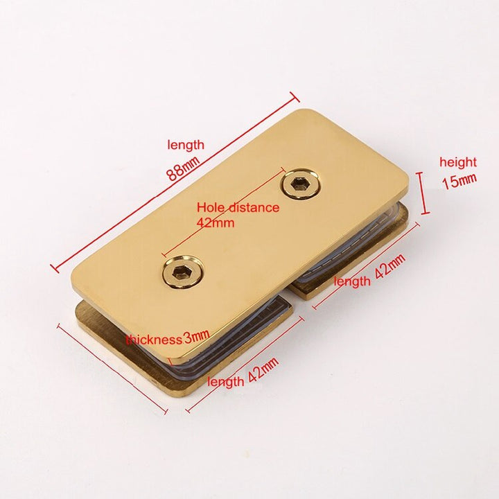 Brushed Gold  Brass Shower Glass Door Hardware Hinges and Glass Door Clips Holder 10mm to 12mm
