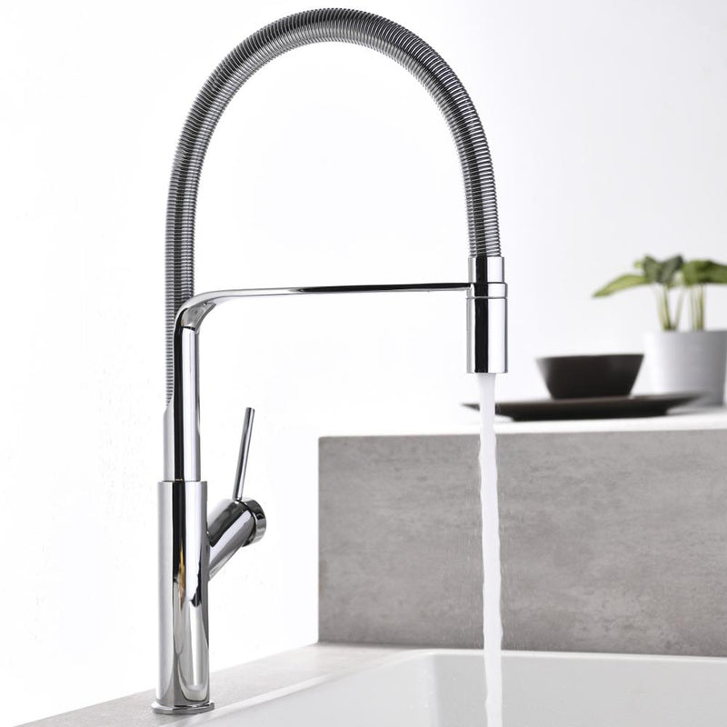 Nordic Design Black-Chrome Tall Chef Kitchen Faucet with dual spray