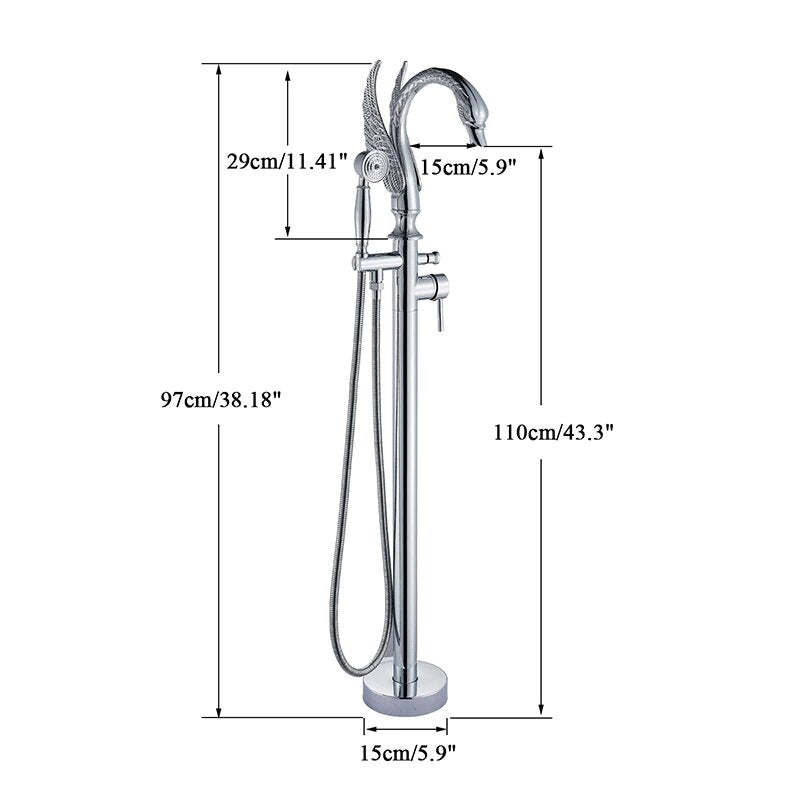 Swan Black-Chrome- Brushed Nickel Floor Freestanding Bathtub Filler