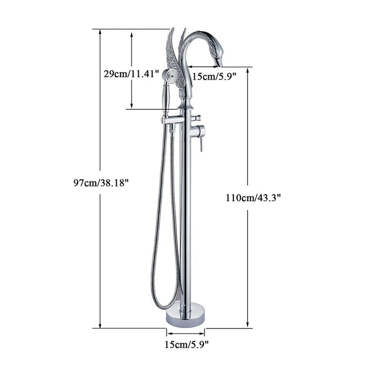 Swan Black-Chrome- Brushed Nickel Floor Freestanding Bathtub Filler