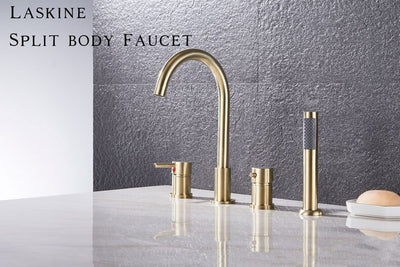 Black Gold -Brushed Gold-Black-Chrome with Black Deckmount Bathtub Filler Faucet