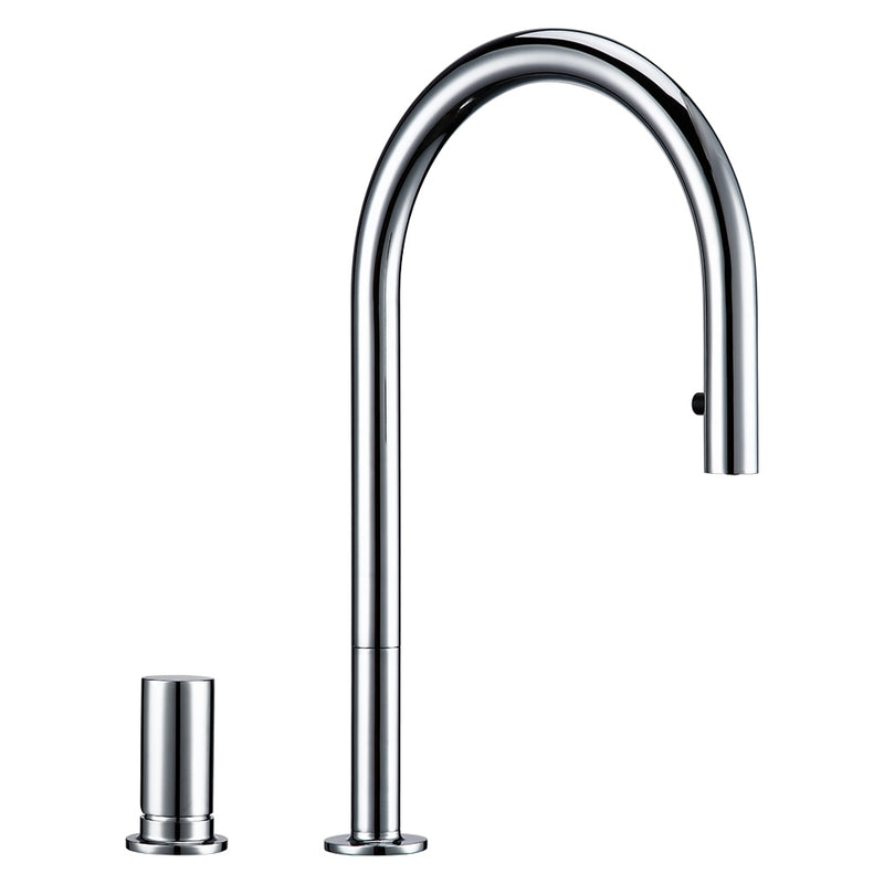 BAROLO-Black-Grey Gun-Brushed gold tall kitchen island separate lever control dual sprayer kitchen faucet