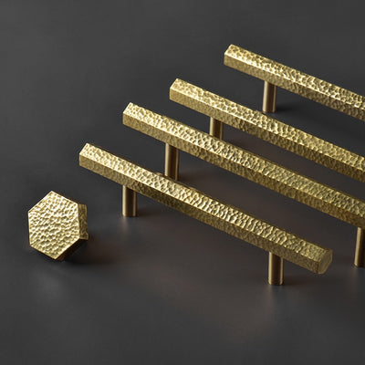 Nordic Gold hexagon hand made hammered cabinet door and knobs handles