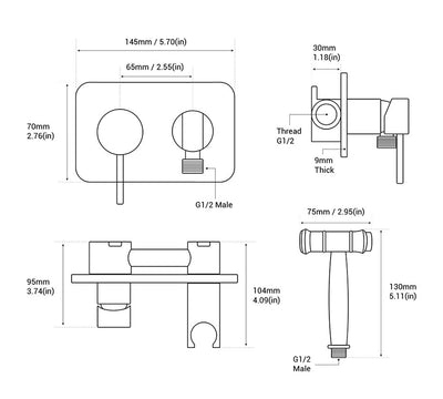 Modern Wall Mounted Hot and Cold Pressure Balance Hand Held Shataf Bidet Spray Kit