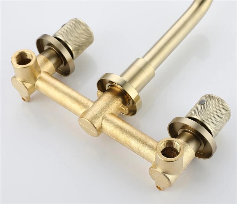 Roshen-Brushed Gold Wall Mounted Bathroom Faucet