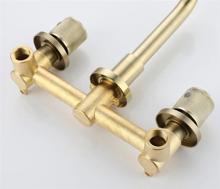 Roshen-Brushed Gold Wall Mounted Bathroom Faucet