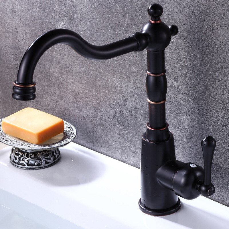 Oild Rubber bronze Victoria Single Hole Bathroom Faucet