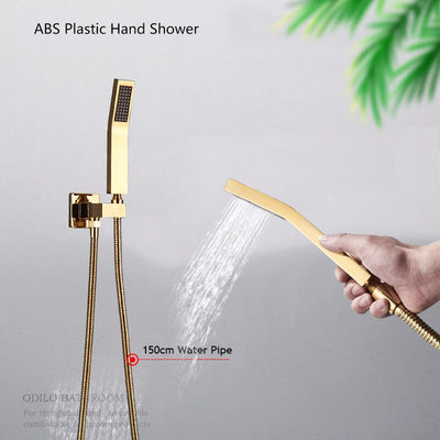 Gold polish brass 2 and 3 way diverter functions thermostatic shower kit