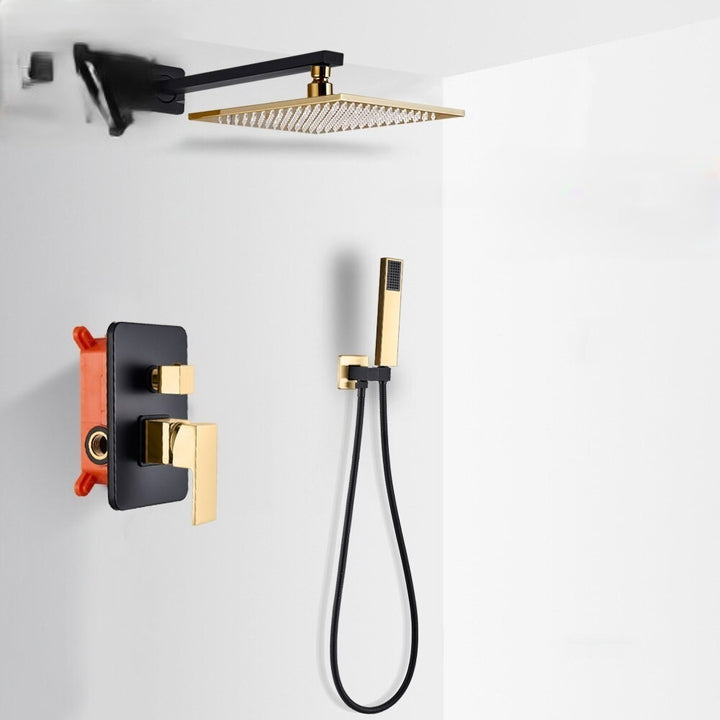 Black with gold polish two tone 2 way function diverter shower kit