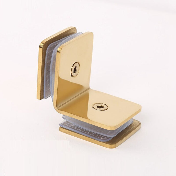Brushed Gold  Brass Shower Glass Door Hardware Hinges and Glass Door Clips Holder 10mm to 12mm