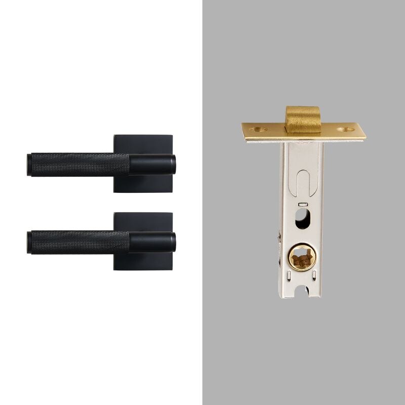 Brushed Gold Modern Interior Door Passage Lock Set