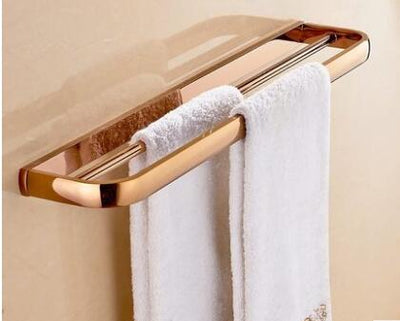 Rose gold polished bathroom accessories