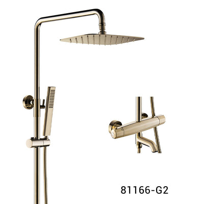 Brusheds gold exposed thermostatic shower system