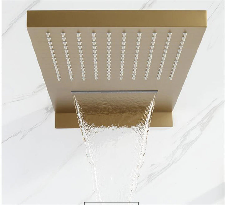 CSA- Waterfall Square 4 way  Way Thermostatic Waterfall Rain Head Shower Kit
