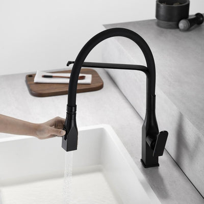 Black square kitchen faucet