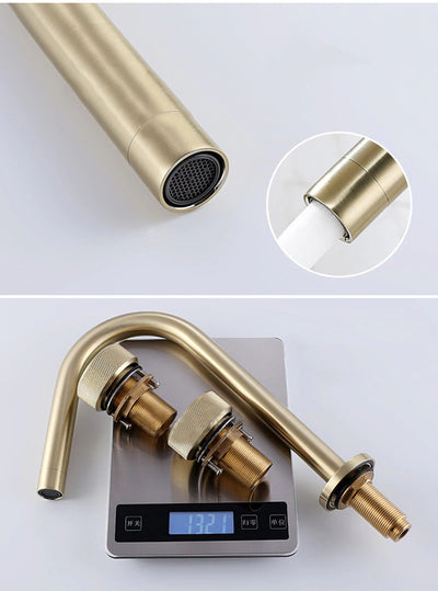 Brushed Gold- Matte Black 8 Inch Wide Spread Bathroom Faucet