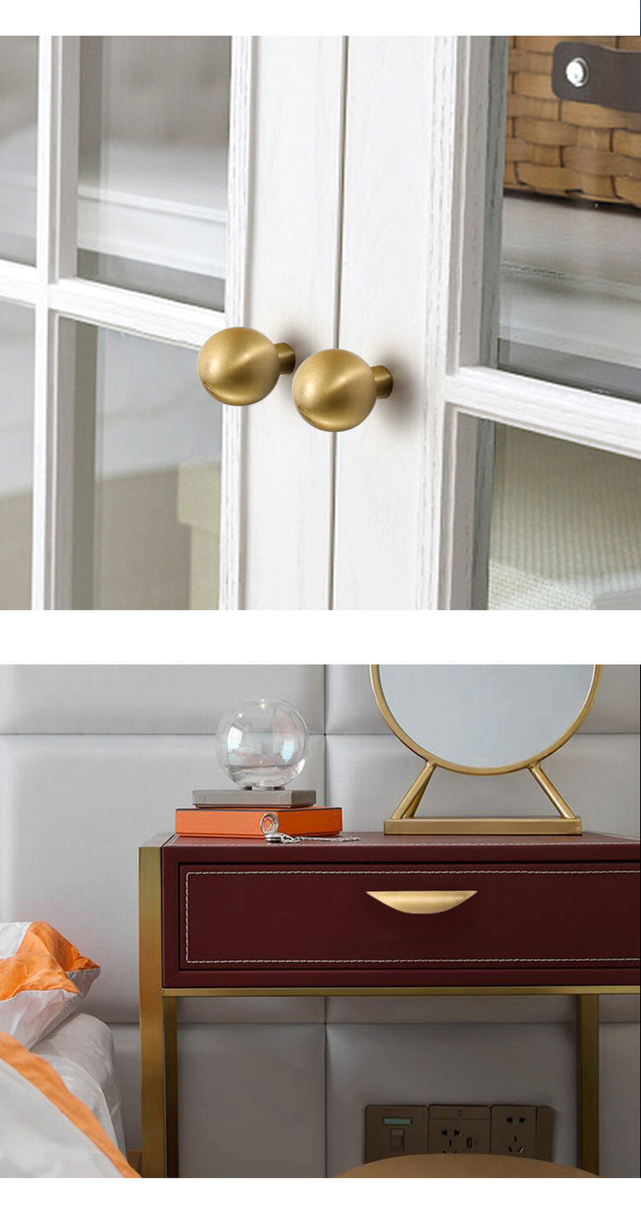 Brushed gold cabinet door handles and knobs