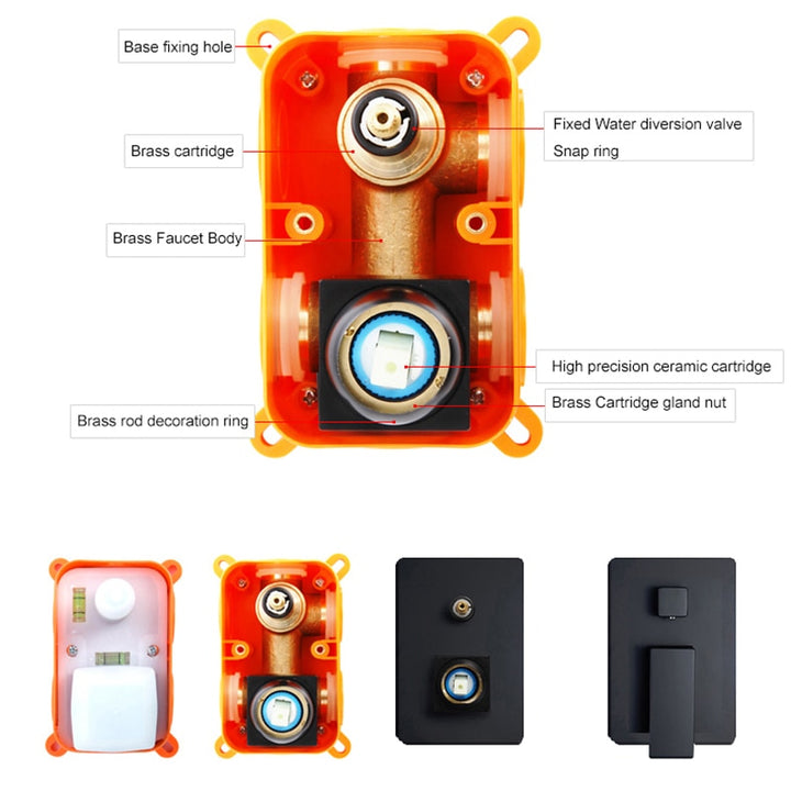 Black-Gold-Chrome- Square-Round -Pressure Balance 1-2 Way Function Shower Valve and Trim Set
