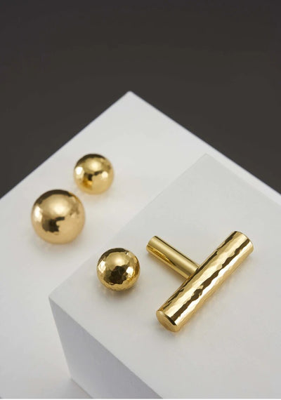 Nordic Gold polished hammered cabinet door handles and knobs