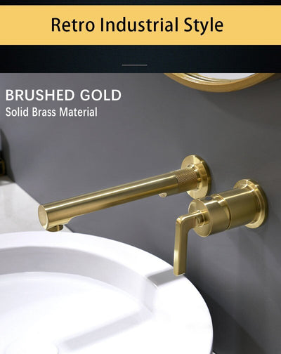 Milno-Brushed gold-Grey Gun  wall mounted bathroom faucet