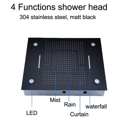 Black matte 24X24 inch rain head with smart led shower system