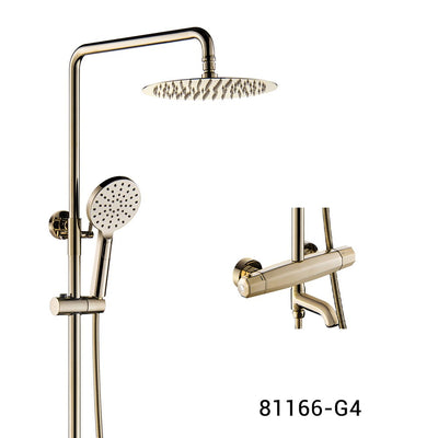 Brusheds gold exposed thermostatic shower system