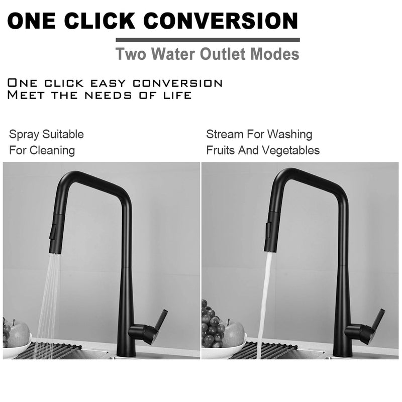 Black Matte Dual Pull Out Sprayer Kitchen Faucet