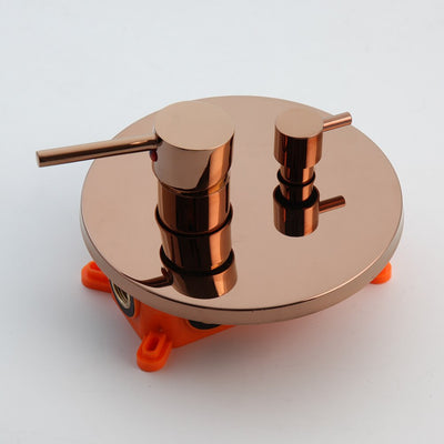 Rose gold polished Pressure balance 9" inch  round rain head with 2 way function shower kit