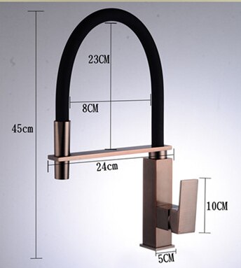 Cafe Brushed Copper - Brushed bronze Industrial Hose Nine Model Kitchen Faucet