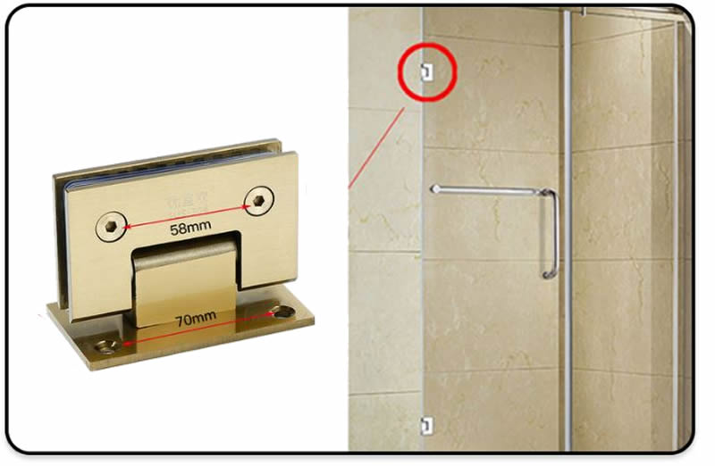 Brushed Gold Shower Glass Door Hinges hardware for 10mm to 12mm temper ...