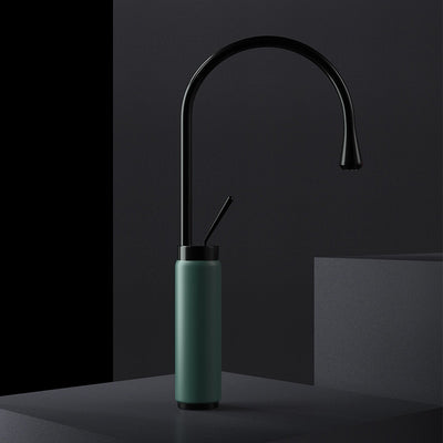 Black with green tall vessel faucet