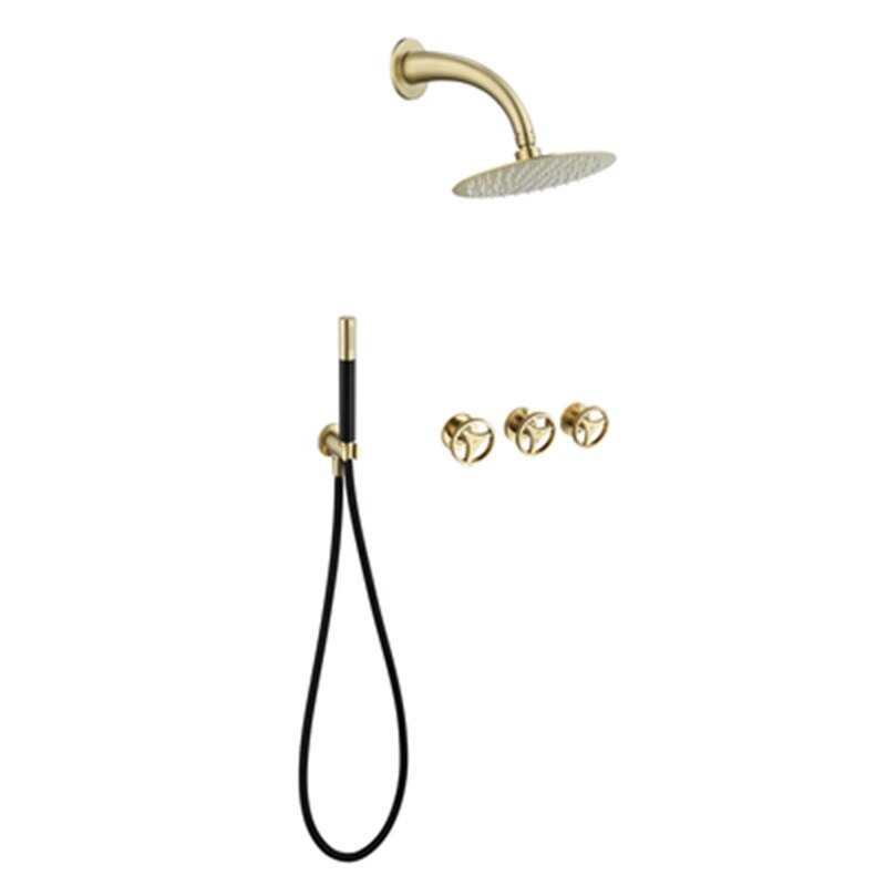 Bergen-Nordic design brushed gold 3 seperate volume control pressure balance 2 way shower kit
