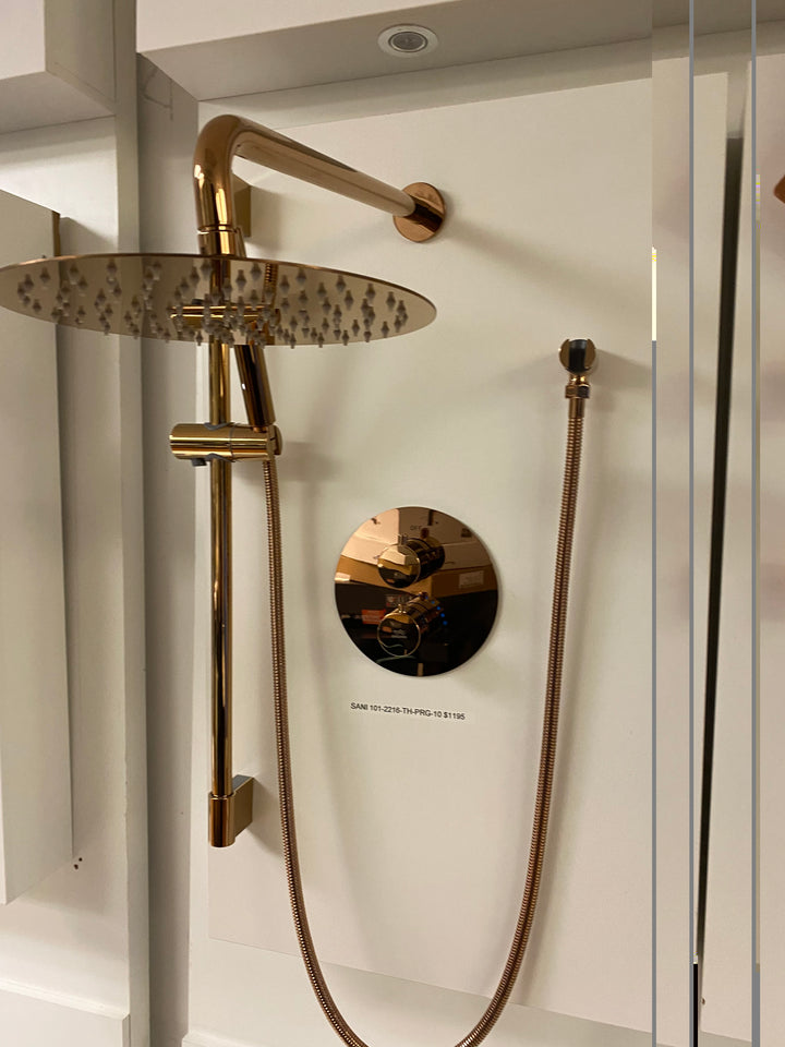 Rose Gold Polished  10" Rain head 2 way function thermostatic with hand held spray shower set