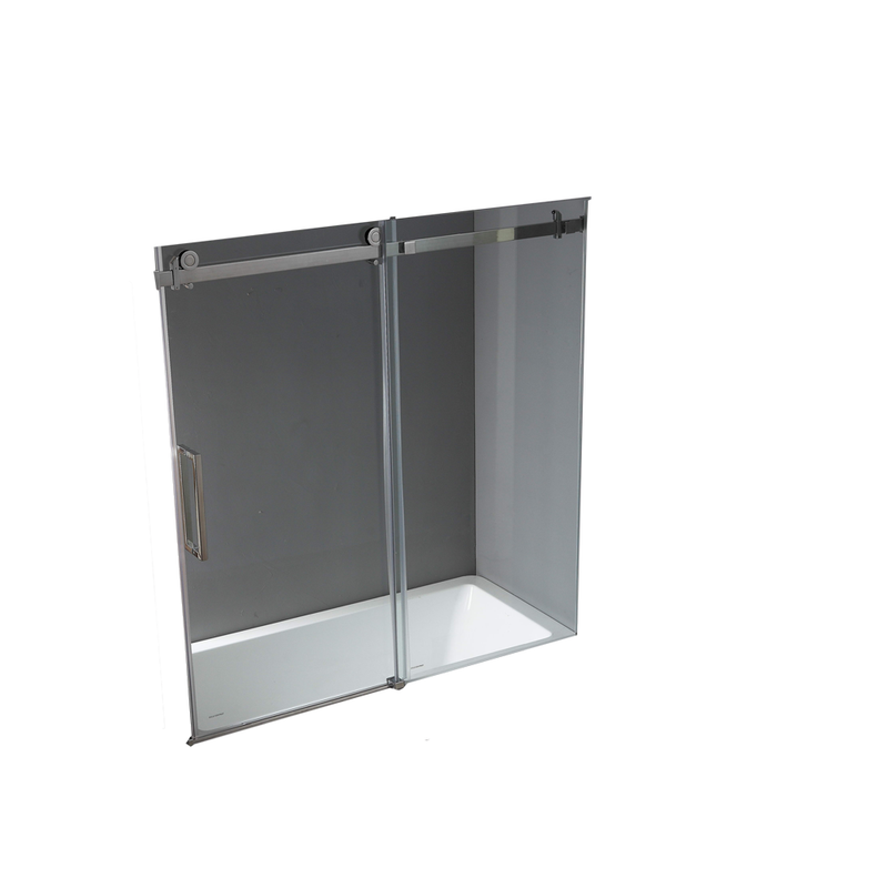 Chrome Bathtub SS04 frameless sliding shower tempered glass door 10mm size 60" X 60" Inches