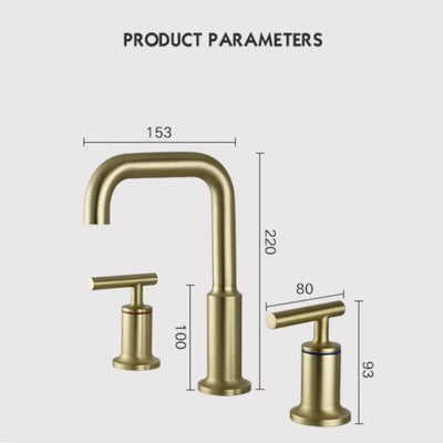 Gold polished 8" inch wide spread bathroom faucet