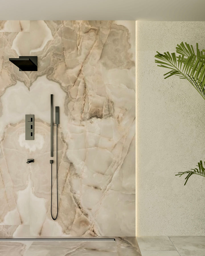 CSA- Waterfall Square 4 way  Way Thermostatic Waterfall Rain Head Shower Kit