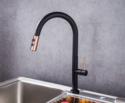 Panama-Black Rose Gold and  White Rose Gold Manual Pull Out  kitchen faucet