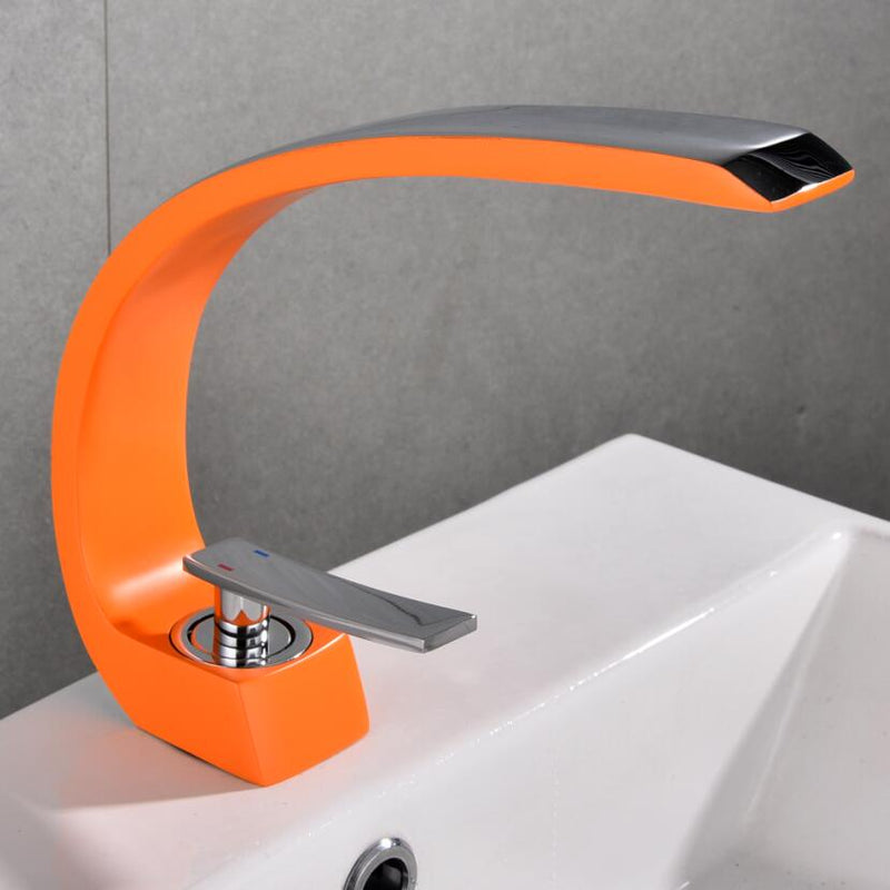 Orange Single Hole Bathroom Faucet