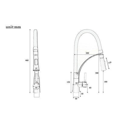 Orange rubber hose pull out dual sprayer kitchen faucet