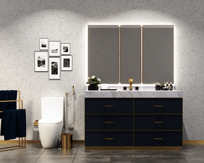 Roma- Navy Blue Single Center Sink Bathroom Vanity Set 60"