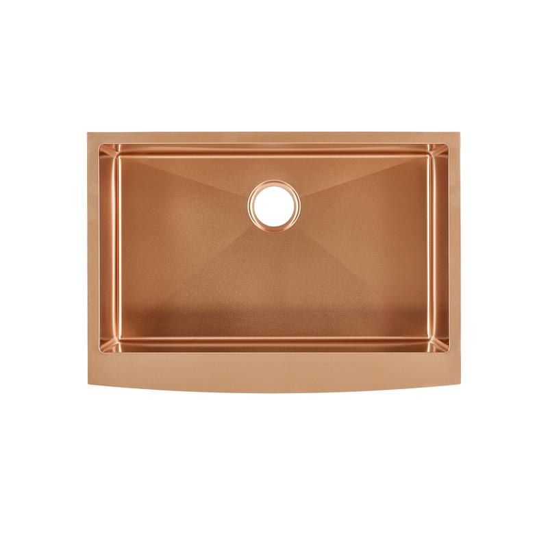 Brushed Copper Rose Gold Stainless Steel Farmer Apron Single Bowl Kitchen Sink