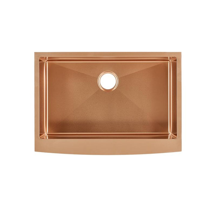 Brushed Copper Rose Gold Stainless Steel Farmer Apron Single Bowl Kitchen Sink