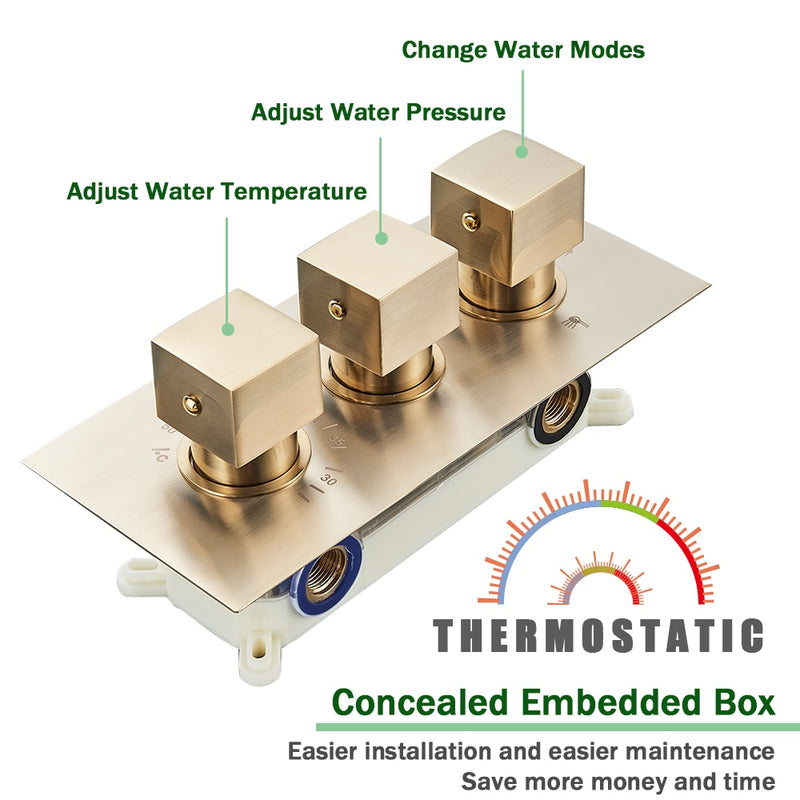 Thermostatic 3 way function with  trim and valve set
