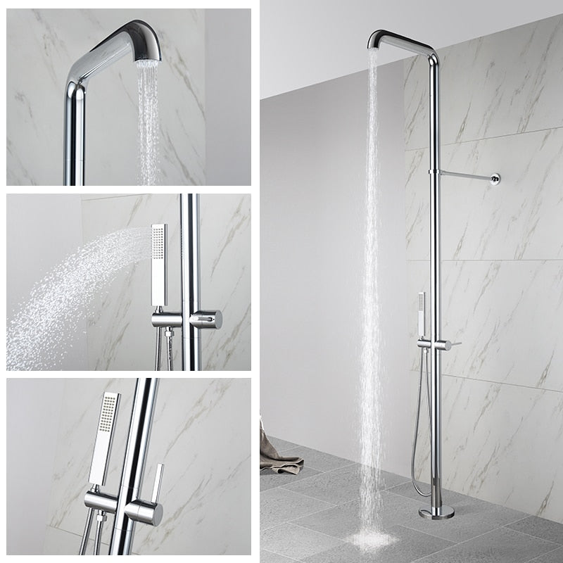 Chrome outdoor Floorstanding Beach Poolside Shower